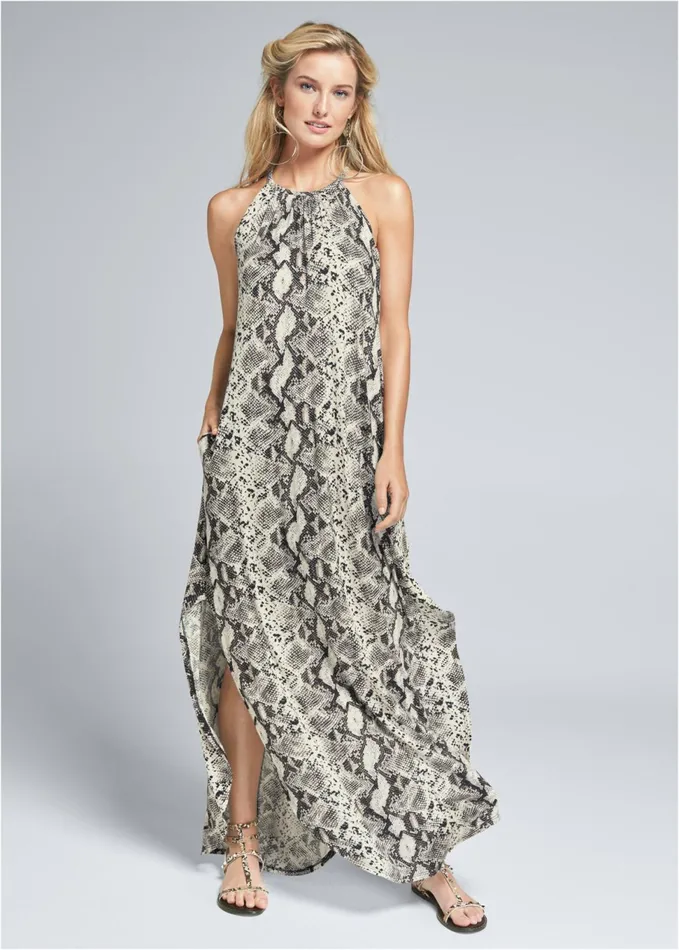 PYTHON PRINT CASUAL DRESS Brown Multi Women VENUS Sundresses