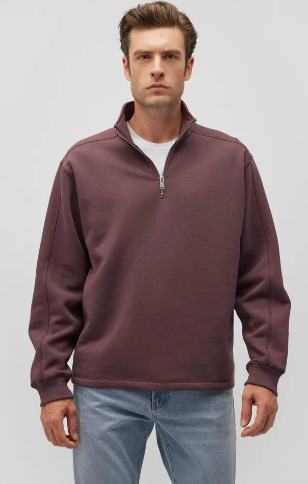 Quarter Zip Sweatshirt In Huckleberry Men Mavi Jeans Loungewear