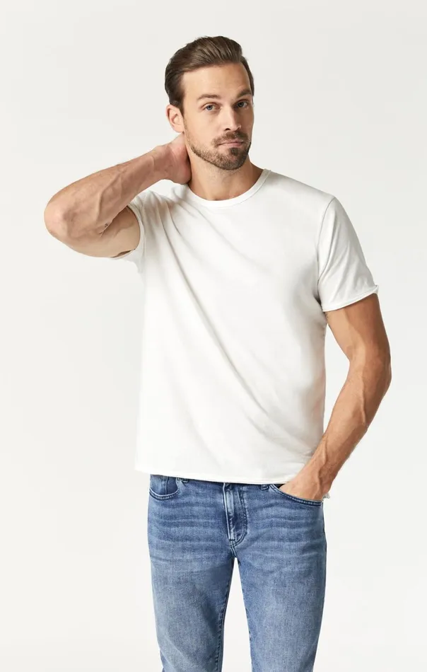 Raw Edge Neck TShirt In Blanc De Blanc Men Mavi Jeans TShirts