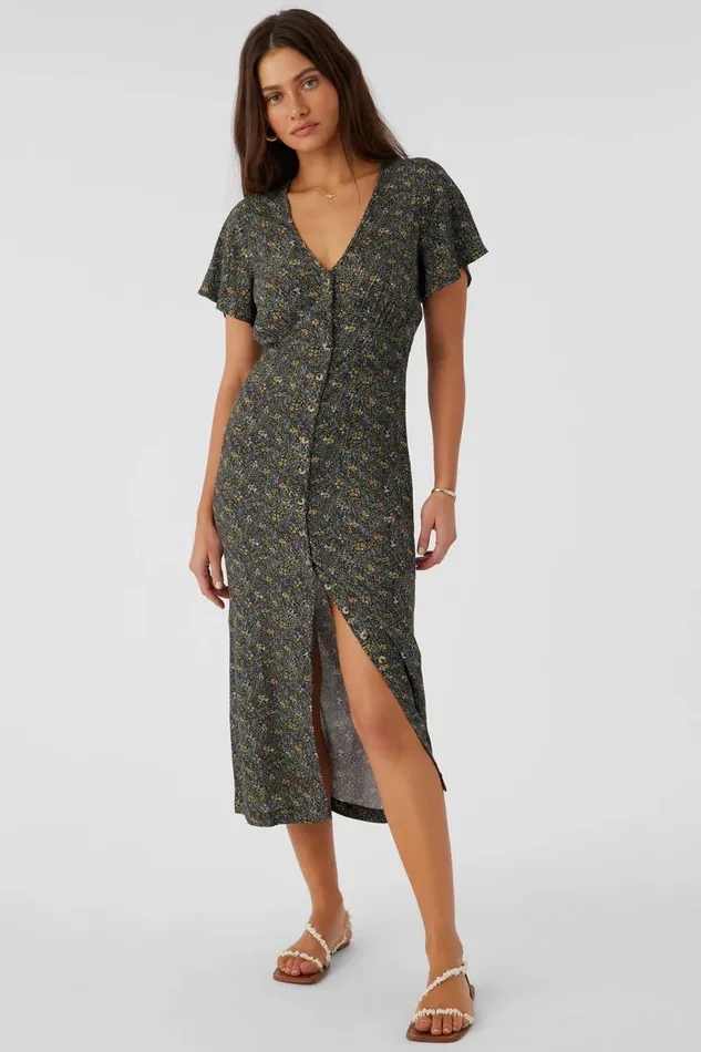 RAYNEY AVA DITSY BUTTON FRONT MIDI DRESS Multi Clr Women O039NEILL Clothing