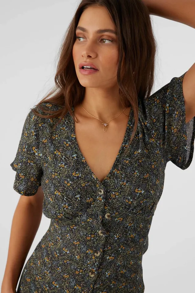 RAYNEY AVA DITSY BUTTON FRONT MIDI DRESS Multi Clr Women O039NEILL Clothing