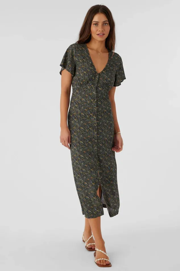 RAYNEY AVA DITSY BUTTON FRONT MIDI DRESS Multi Clr Women O039NEILL Clothing
