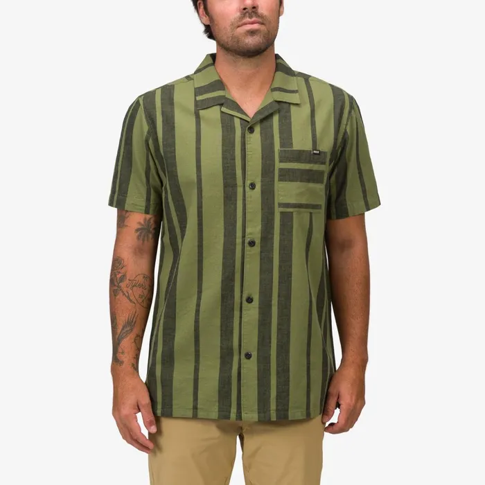 Reef TShirts and Shirts Angelo Short Sleeve Camp Shirt Olivine 8211 Men