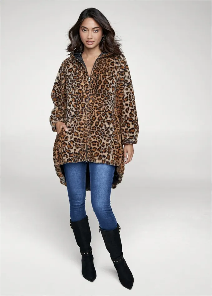 Reversible FauxFur Anorak Black Multi Women VENUS Coats