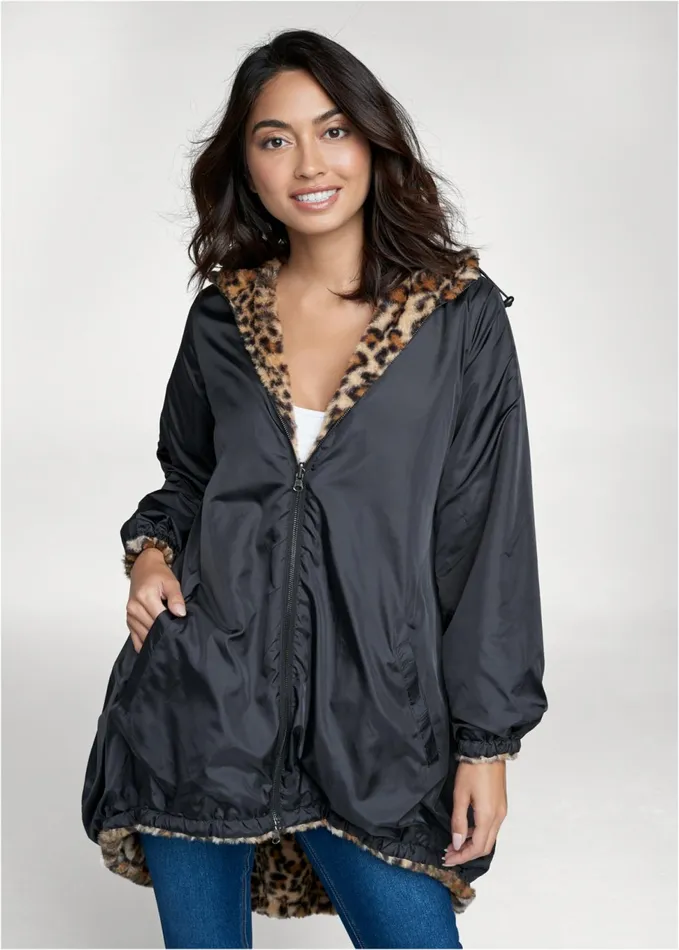 Reversible FauxFur Anorak Black Multi Women VENUS Coats