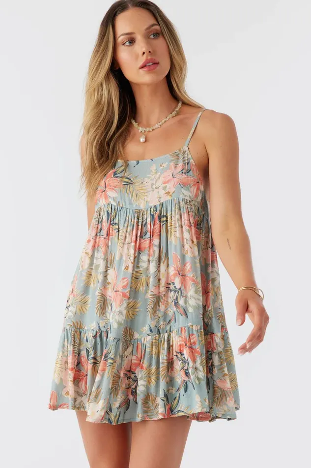 RILEE PUNTA TROPICAL COVERUP DRESS Silver Blue Women O039NEILL Swim