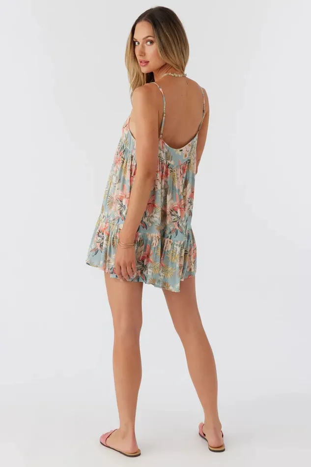 RILEE PUNTA TROPICAL COVERUP DRESS Silver Blue Women O039NEILL Swim
