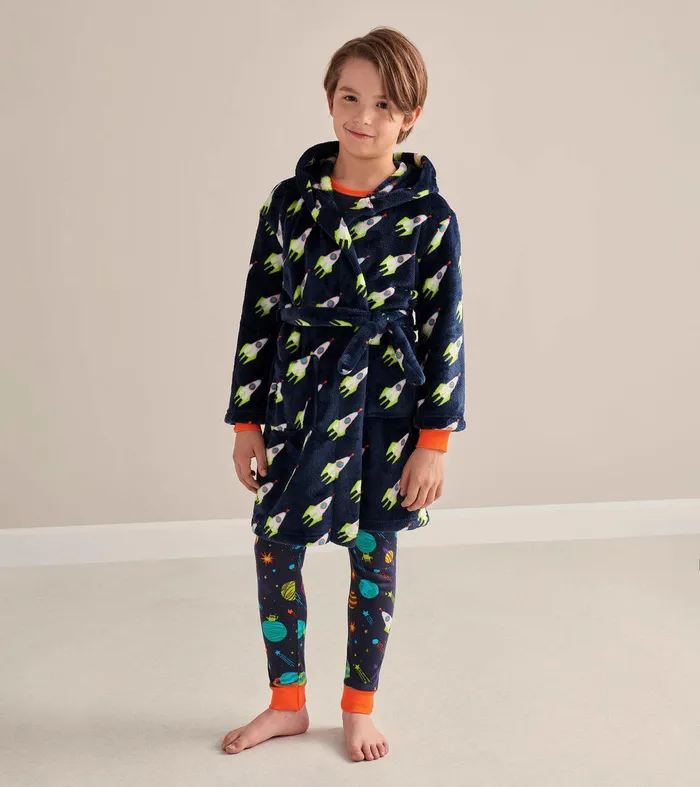 Rocket Man Kids Fleece Robe Hatley