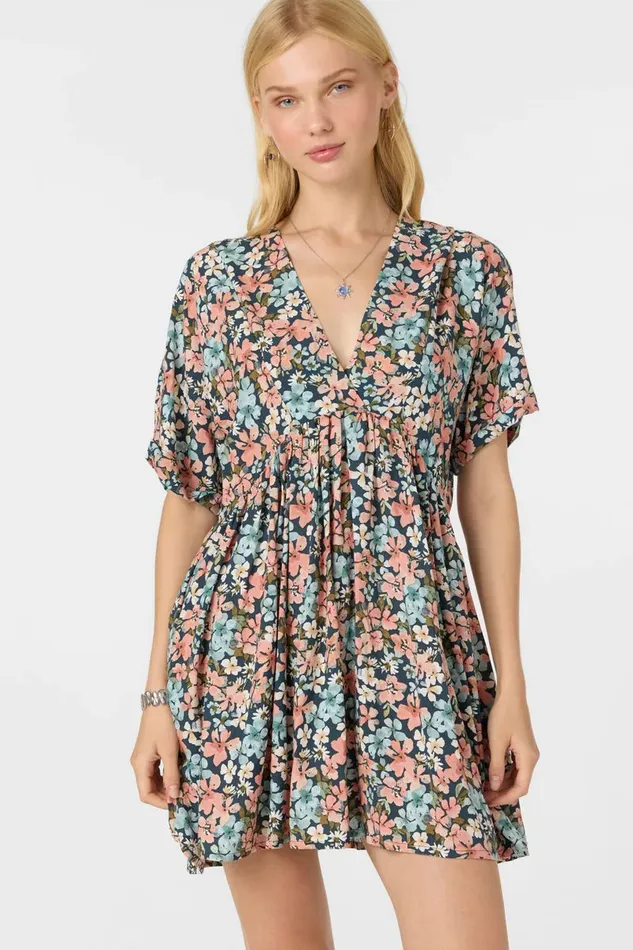 ROSEMARY TERRECE FLORAL SHORT DRESS Slate Women O039NEILL Clothing
