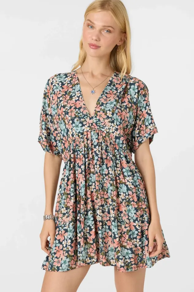 ROSEMARY TERRECE FLORAL SHORT DRESS Slate Women O039NEILL Clothing