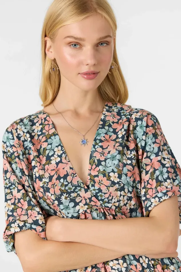 ROSEMARY TERRECE FLORAL SHORT DRESS Slate Women O039NEILL Clothing