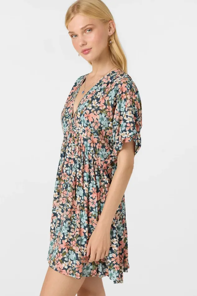 ROSEMARY TERRECE FLORAL SHORT DRESS Slate Women O039NEILL Clothing