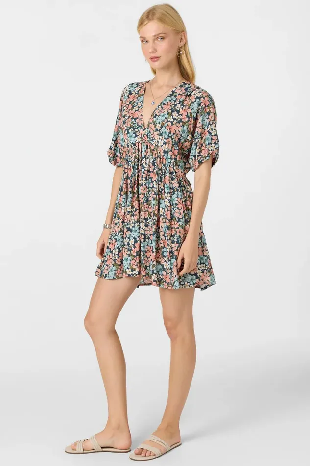 ROSEMARY TERRECE FLORAL SHORT DRESS Slate Women O039NEILL Clothing