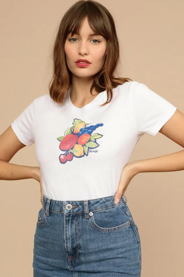 Rouje ERNEST Tshirt Blanc Fruit Women Tshirts and Tank Tops