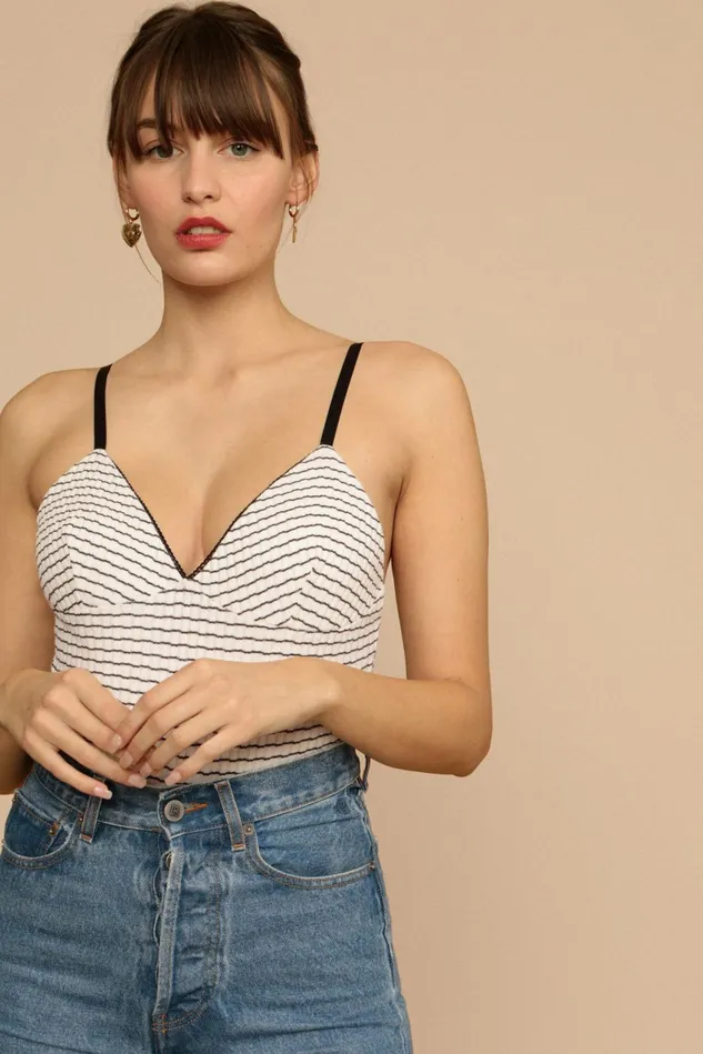 Rouje JOSEPH Bodysuit Creme Raye Women Tshirts and Tank Tops