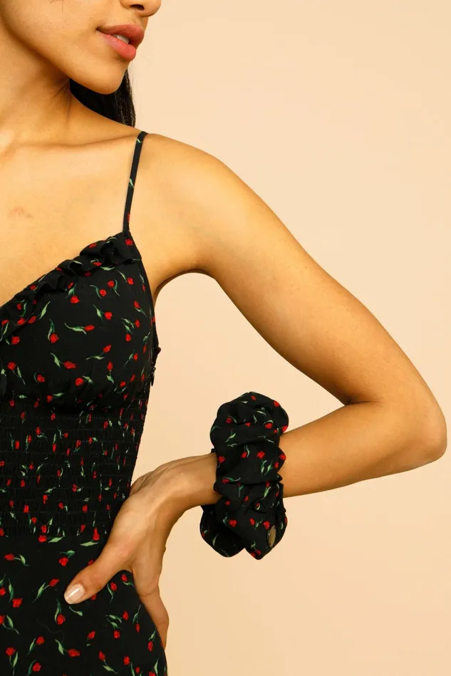 Rouje LOULOU Scrunchie Mini Tulipe Noir Women Jewelry and Accessories