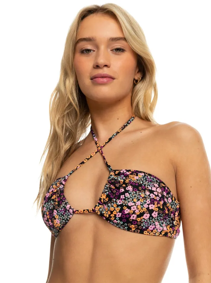 Roxy Bikini Tops Printed Beach Classics Triangle Bikini Top Anthracite Floral Daze 8211 Women