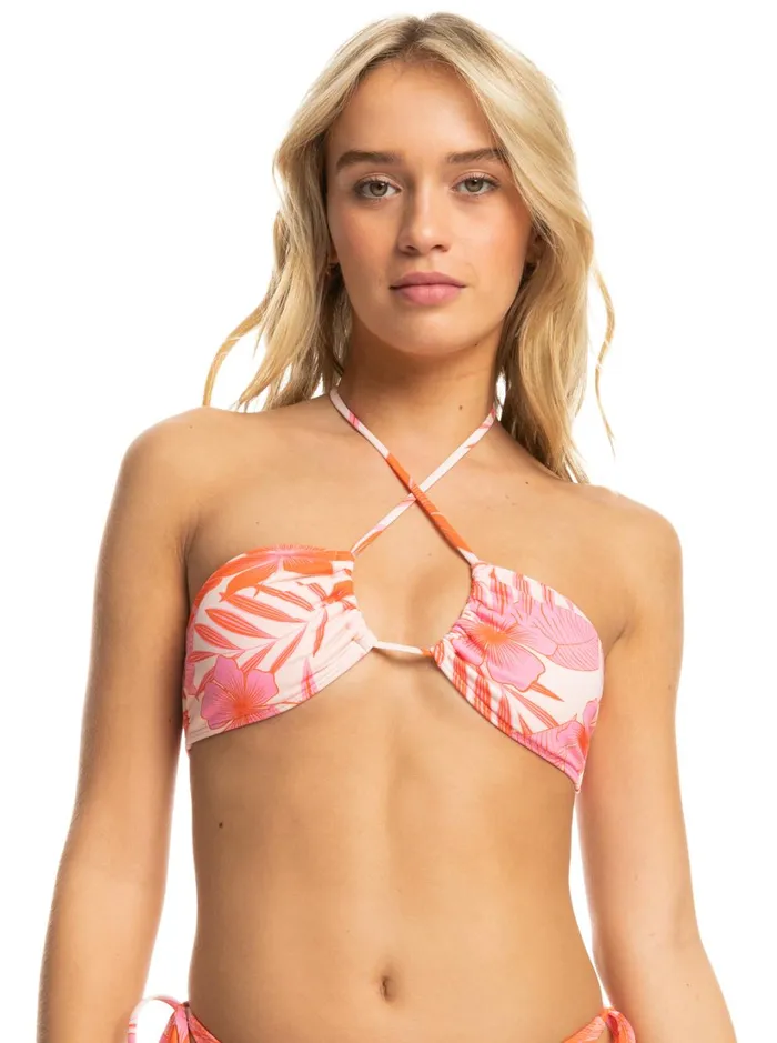 Roxy Bikini Tops Printed Beach Classics Triangle Bikini Top Pale Dogwood Lhibiscus 8211 Women