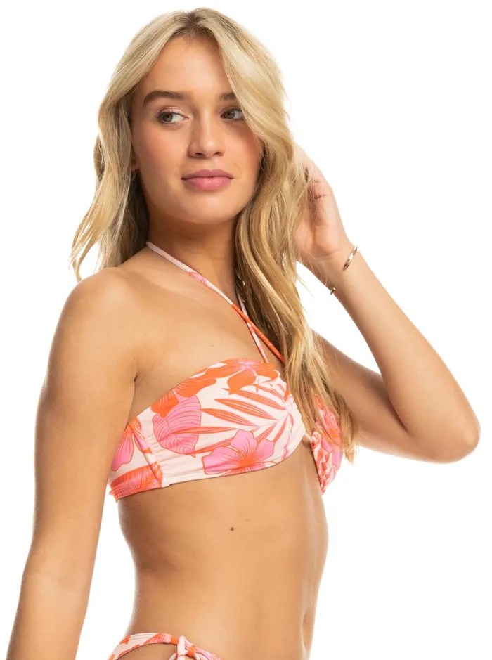 Roxy Bikini Tops Printed Beach Classics Triangle Bikini Top Pale Dogwood Lhibiscus 8211 Women