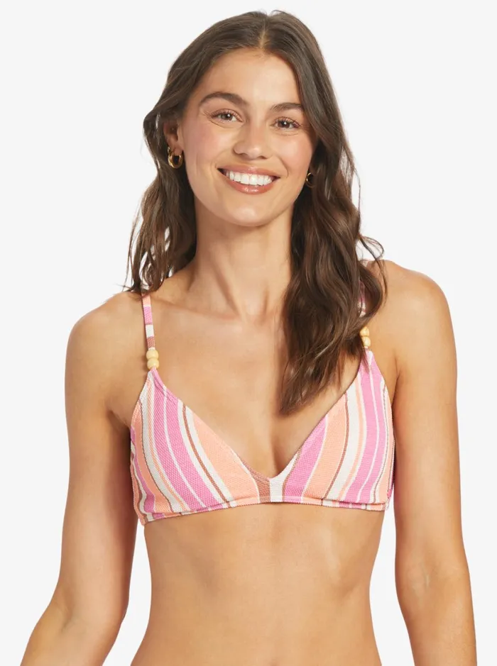 Roxy Bikinis Palm Tree Dreams Triangle Bikini Top Shocking Pink Retro Stripe 8211 Women