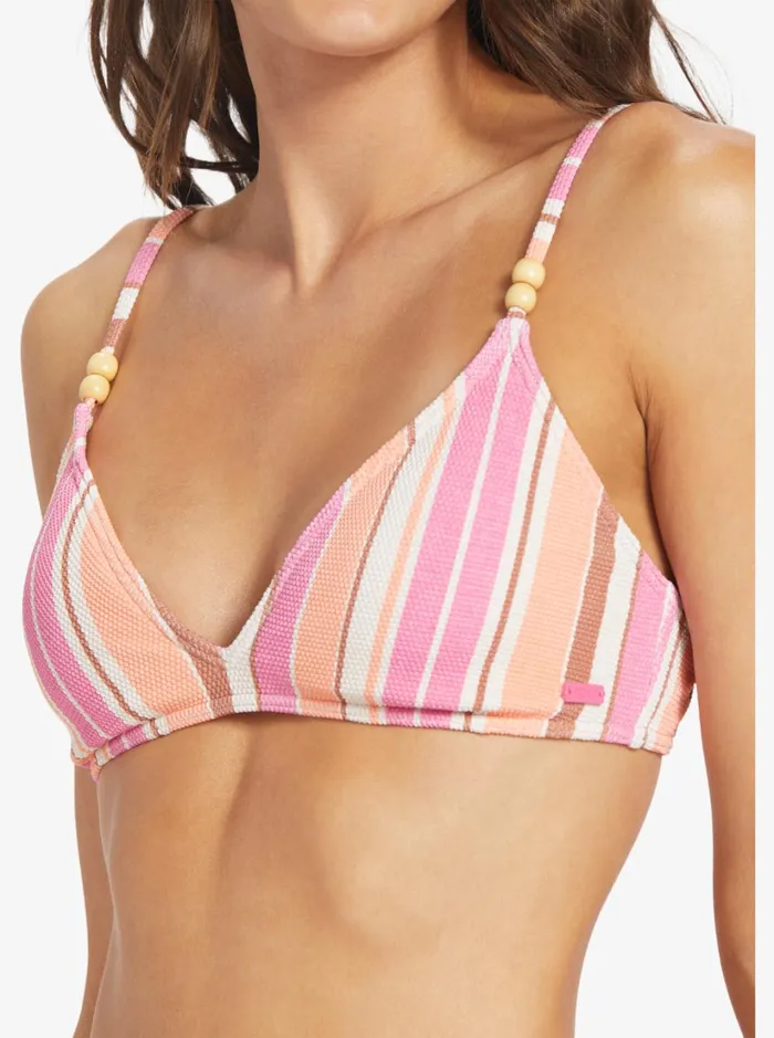 Roxy Bikinis Palm Tree Dreams Triangle Bikini Top Shocking Pink Retro Stripe 8211 Women