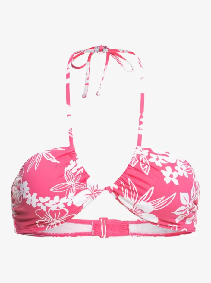 Roxy Bikinis Printed Beach Classics Triangle Bikini Top Shocking Pink Hello Aloha 8211 Women