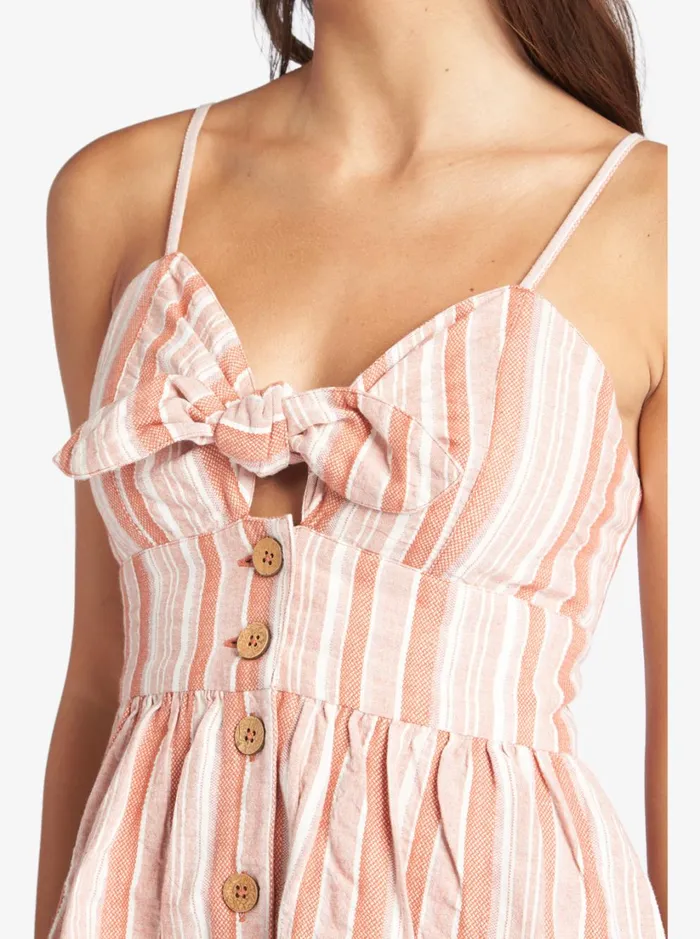 Roxy Dresses Under The Cali Sun Stripe Strappy Dress Baked Clay River Stripe 8211 Women