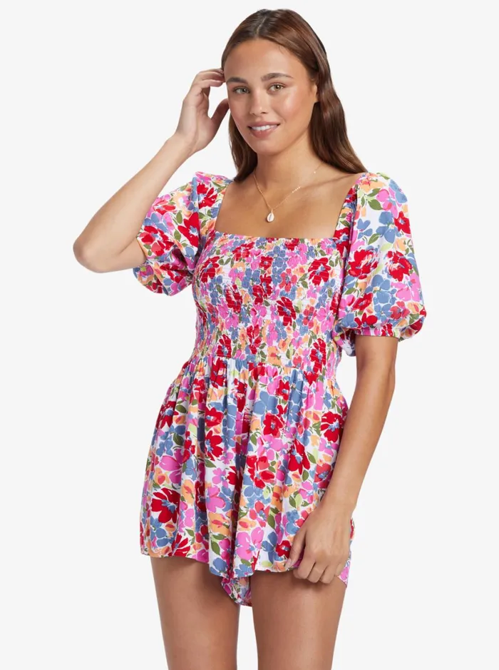Roxy Jumpsuits and Rompers Barefoot Babe Romper Shocking Pink Bloomin Babe 8211 Women