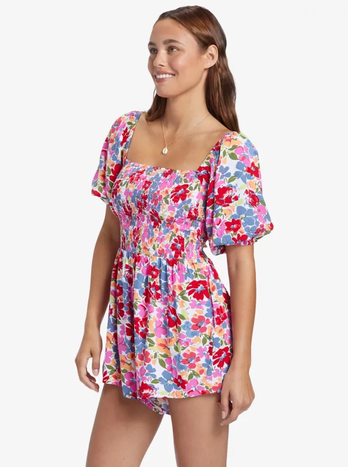 Roxy Jumpsuits and Rompers Barefoot Babe Romper Shocking Pink Bloomin Babe 8211 Women