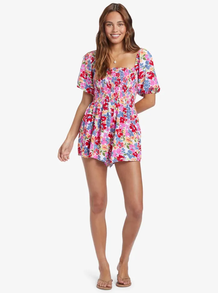 Roxy Jumpsuits and Rompers Barefoot Babe Romper Shocking Pink Bloomin Babe 8211 Women
