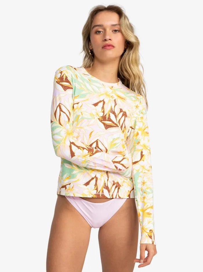 Roxy Rashguards Sea Skippin Pants Long Sleeve Lycra Surf Tee Quiet Green Coast 2 Coast 8211 Women