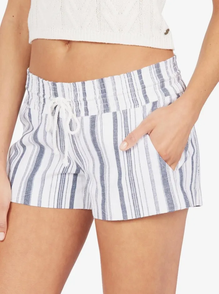 Roxy Shorts Oceanside Elasticized Shorts Mood Indigo Beachside Stripe 8211 Women