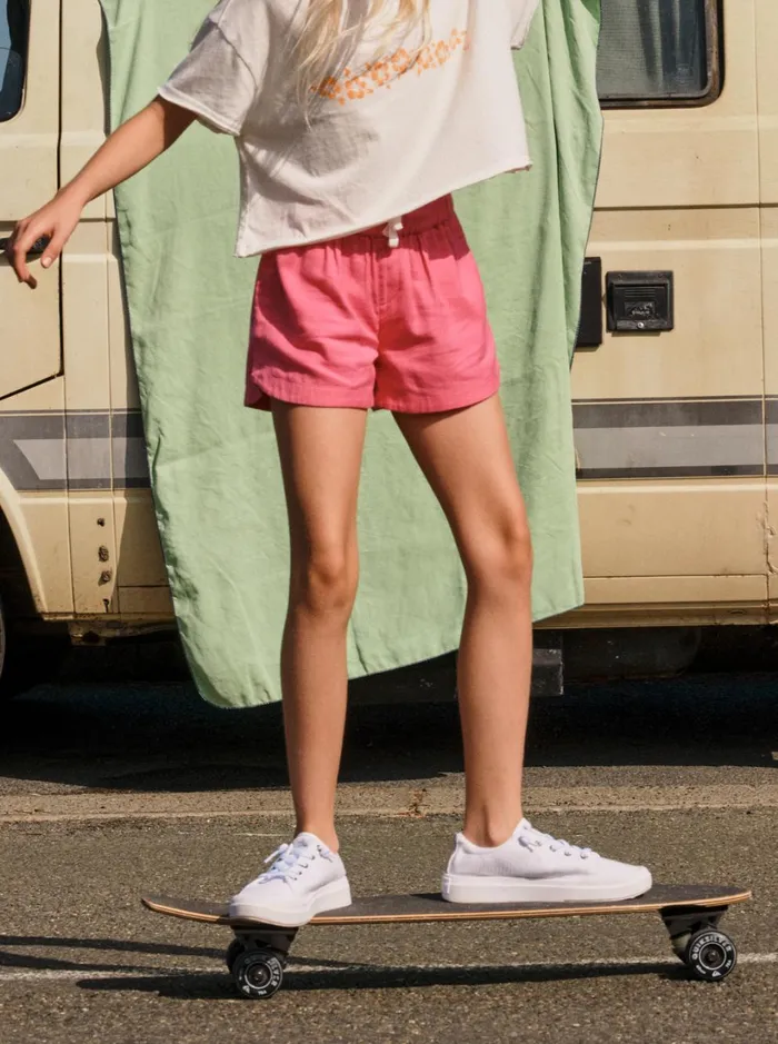 Roxy Skirts and Shorts Girl039s 416 Una Mattina Elastic Waist Shorts Shocking Pink 8211 Women