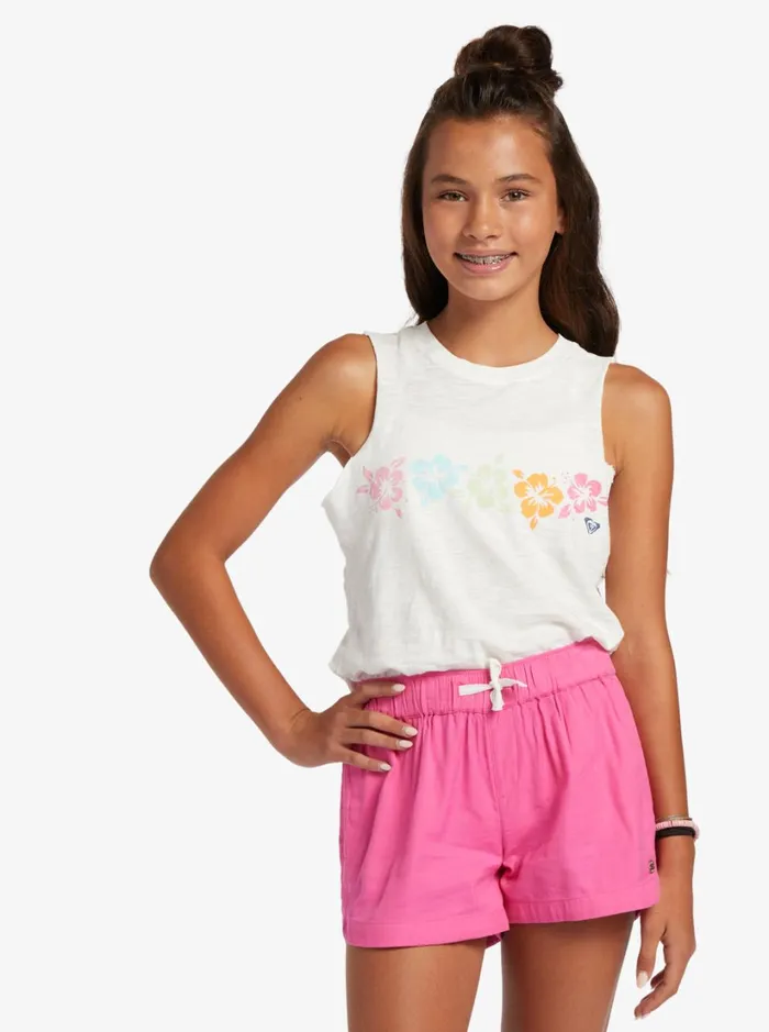Roxy Skirts and Shorts Girl039s 416 Una Mattina Elastic Waist Shorts Shocking Pink 8211 Women