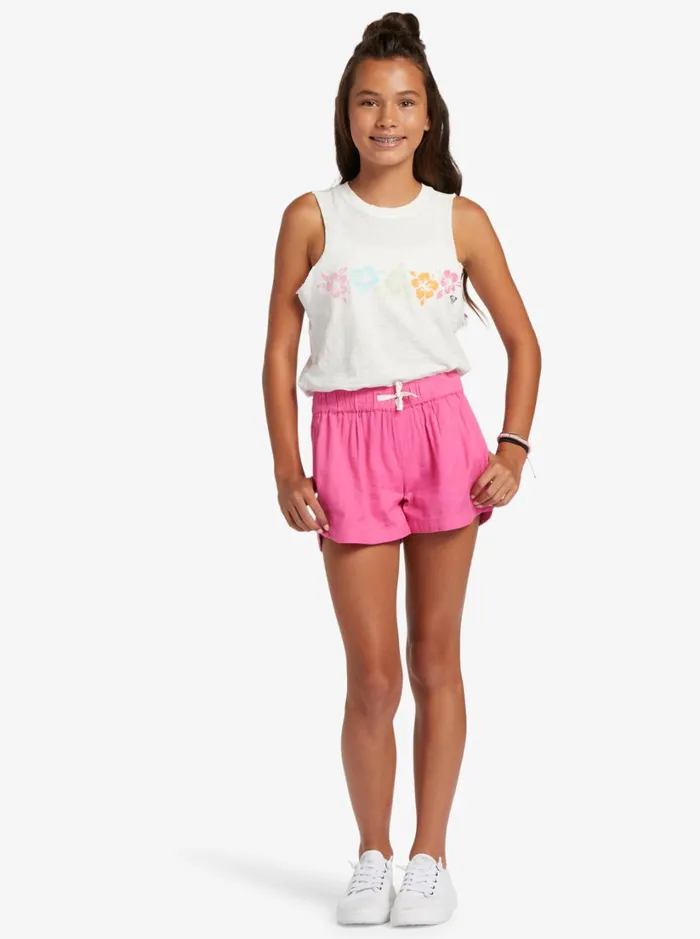 Roxy Skirts and Shorts Girl039s 416 Una Mattina Elastic Waist Shorts Shocking Pink 8211 Women