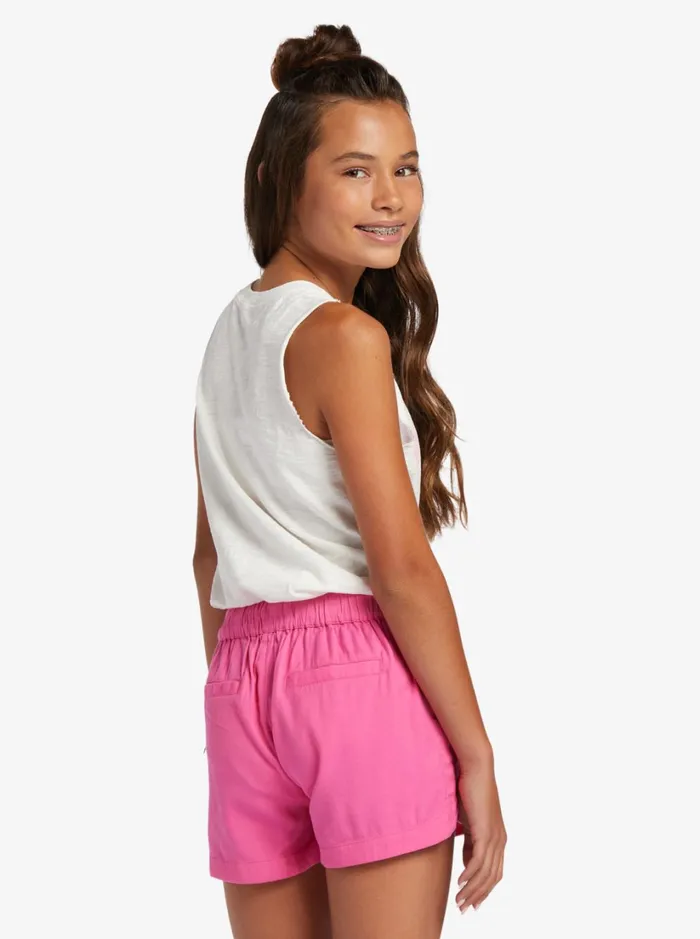 Roxy Skirts and Shorts Girl039s 416 Una Mattina Elastic Waist Shorts Shocking Pink 8211 Women