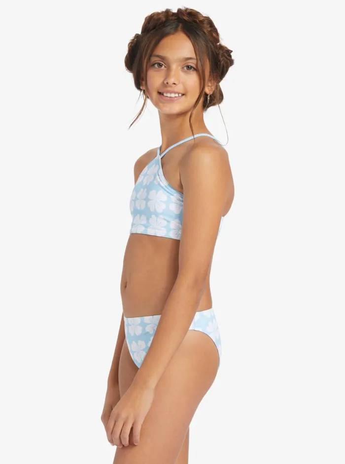 Roxy Swim Girls039 716 Vacation Memories Two Piece Crop Top Bikini Set Clear Sky Clik 8211 Women