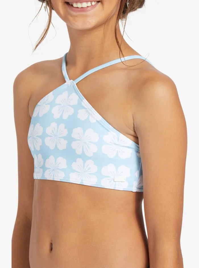 Roxy Swim Girls039 716 Vacation Memories Two Piece Crop Top Bikini Set Clear Sky Clik 8211 Women