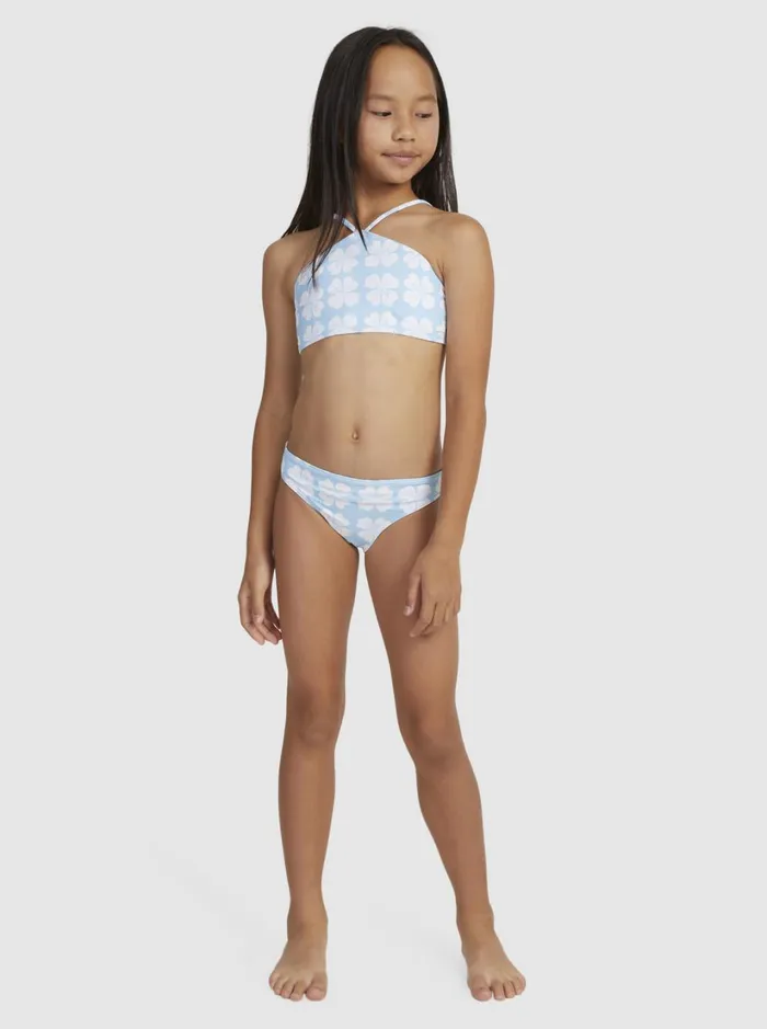Roxy Swim Girls039 716 Vacation Memories Two Piece Crop Top Bikini Set Clear Sky Clik 8211 Women
