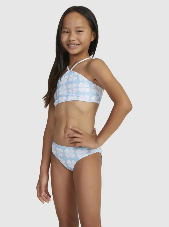 Roxy Swim Girls039 716 Vacation Memories Two Piece Crop Top Bikini Set Clear Sky Clik 8211 Women