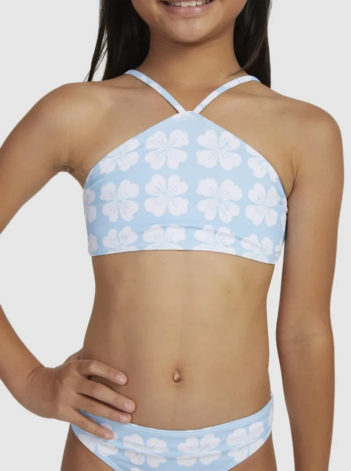 Roxy Swim Girls039 716 Vacation Memories Two Piece Crop Top Bikini Set Clear Sky Clik 8211 Women