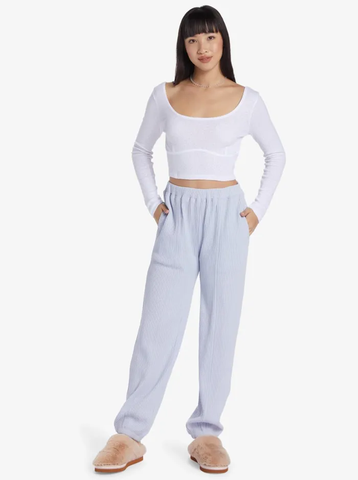 Roxy Tops Chloe Kim Pointelle Long Sleeve Knit Snow White 8211 Women