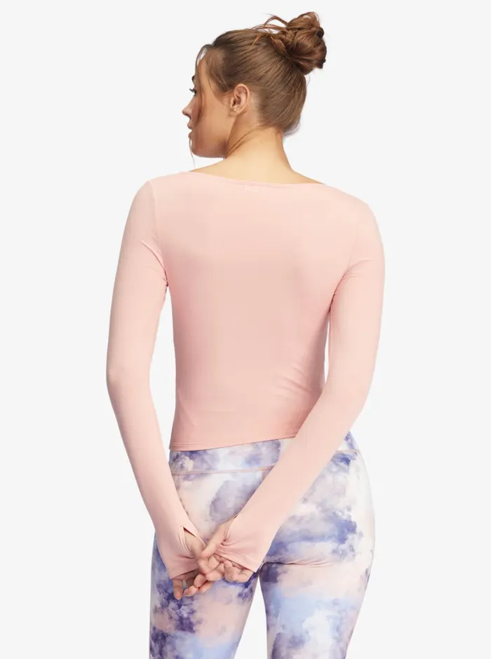 Roxy Tops Flirty Run Ruched Long Sleeve Sports Top Mellow Rose 8211 Women