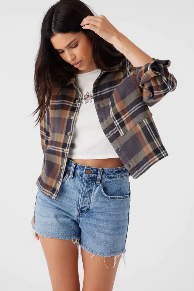 ROY FLANNEL CROPPED SHIRT Tobacc Brw Women O039NEILL Clothing