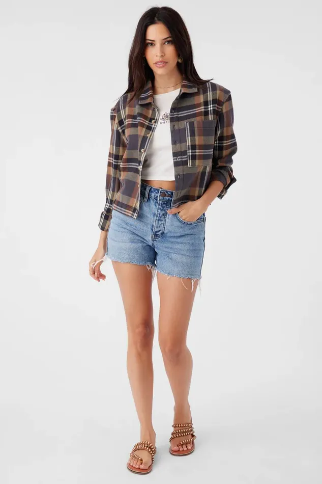 ROY FLANNEL CROPPED SHIRT Tobacc Brw Women O039NEILL Clothing