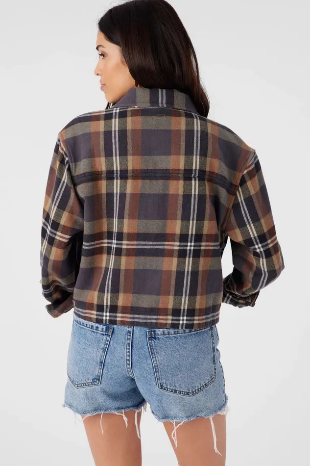 ROY FLANNEL CROPPED SHIRT Tobacc Brw Women O039NEILL Clothing