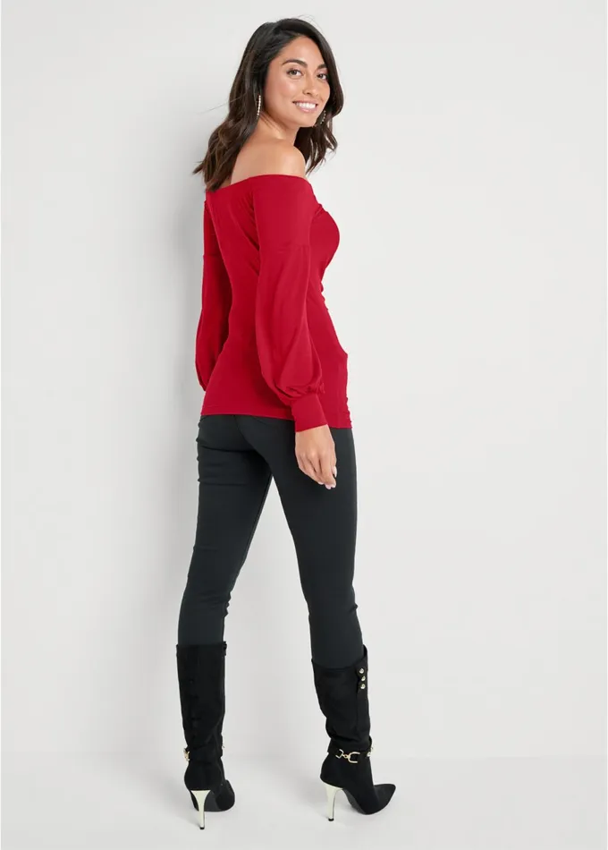Ruched OfftheShoulder Top Red Women VENUS Night Out Tops