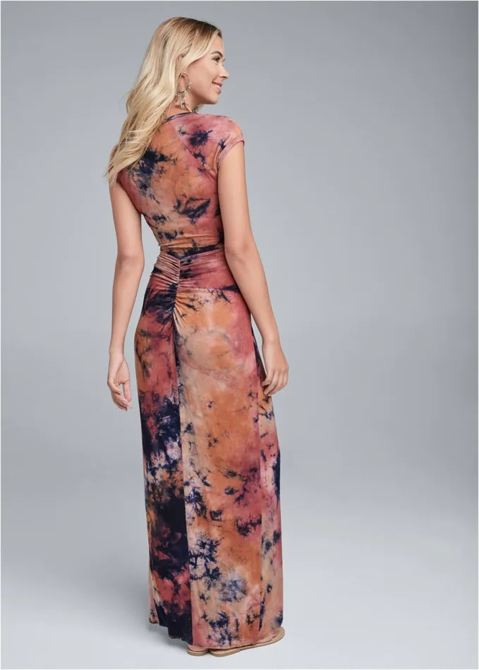 RUCHED TIE DYE MAXI DRESS Rust Multi Women VENUS Sundresses