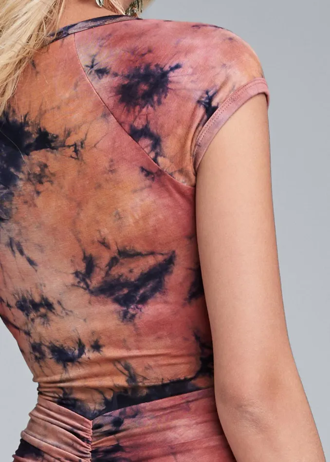 RUCHED TIE DYE MAXI DRESS Rust Multi Women VENUS Sundresses