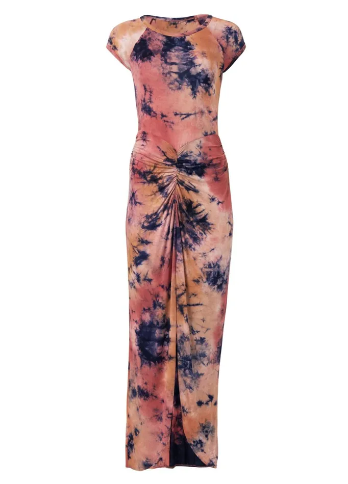 RUCHED TIE DYE MAXI DRESS Rust Multi Women VENUS Sundresses